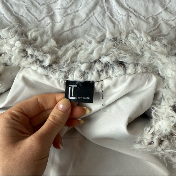 Love Token White Grey Teddy Sherpa Jacket Vest Longline - Picture 8 of 9